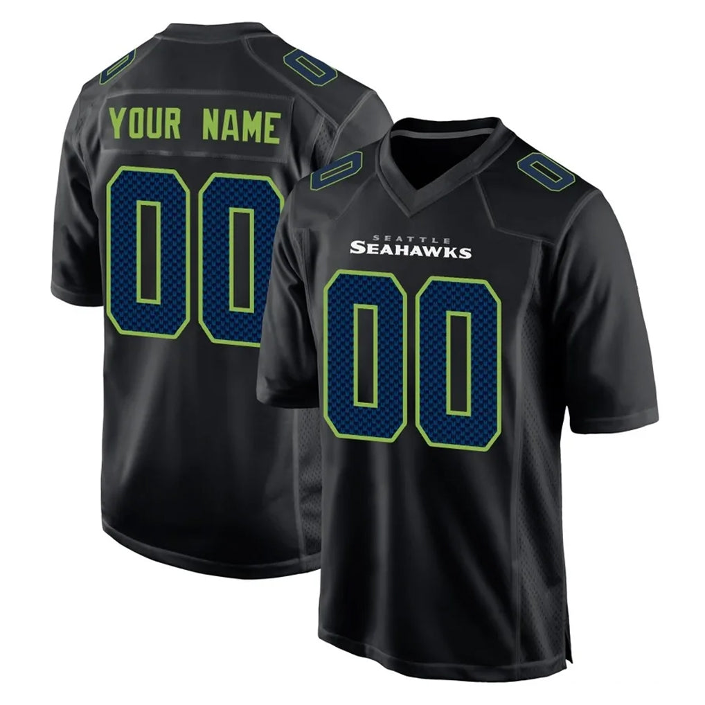 Tuec Custom S.Seahawks Black Limited Fashion Home Game Any Name & Numbers Stitched Jerseys