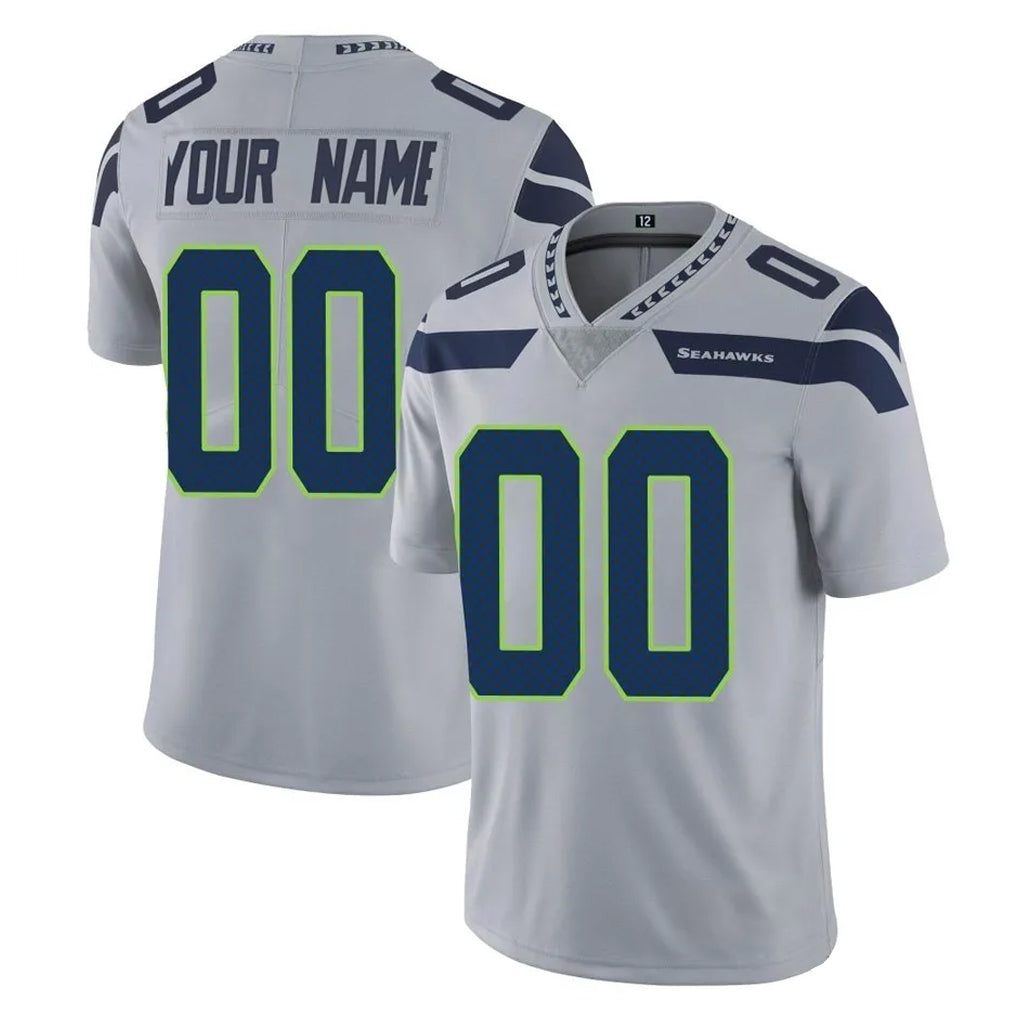 Tuec Custom S.Seahawks Gray Limited Vapor Untouchable Home Game Any Name & Numbers Stitched Jerseys