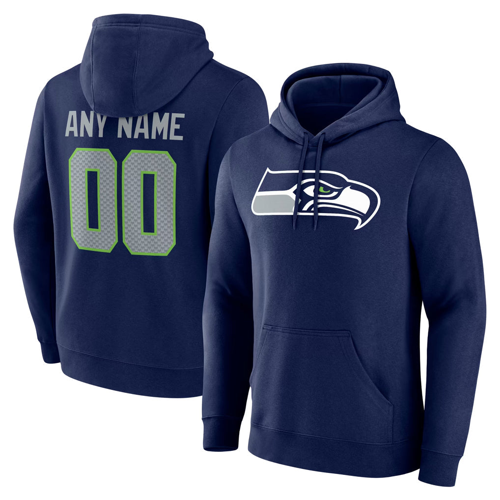 Tuec Custom S.Seahawks Navy Pullover Hoodies Game Any Name & Numbers Stitched Jerseys