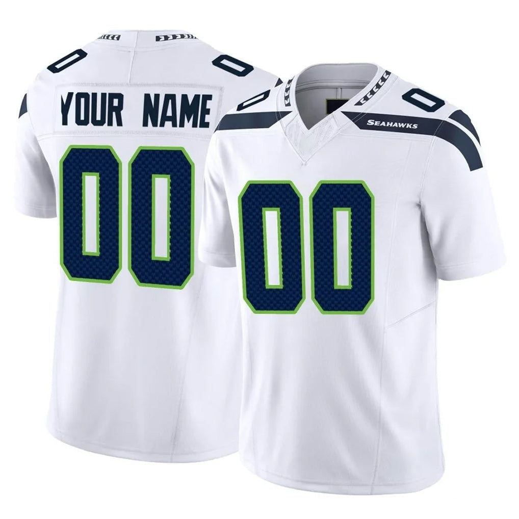 Tuec Custom S.Seahawks White Limited Vapor F.U.S.E. Home Game Any Name & Numbers Stitched Jerseys