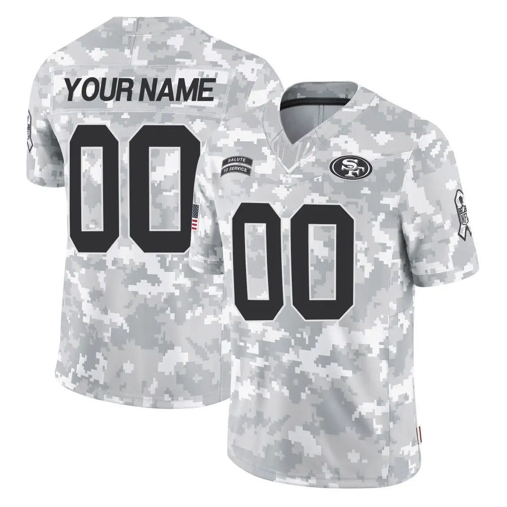 Tuec Custom SF.49ers Arctic Camo Limited Salute To Service Home Game Any Name & Numbers Stitched Jerseys