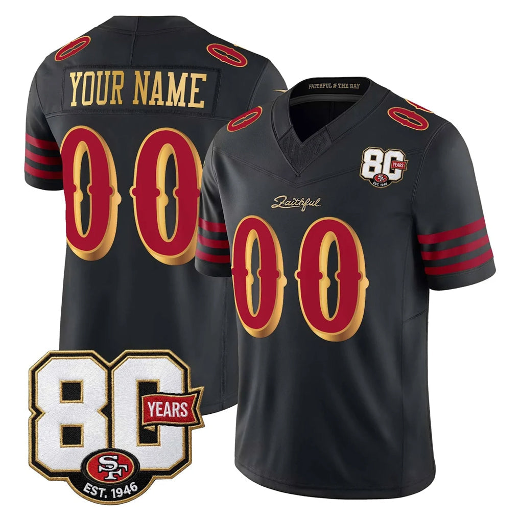 Tuec Custom SF.49ers Black Limited 80th Rivalries Collection Home Game Any Name & Numbers Stitched Jerseys