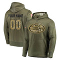 Tuec Custom SF.49ers Olive Salute to Service Pullover Hoodie Home Game Any Name & Numbers Stitched Jerseys