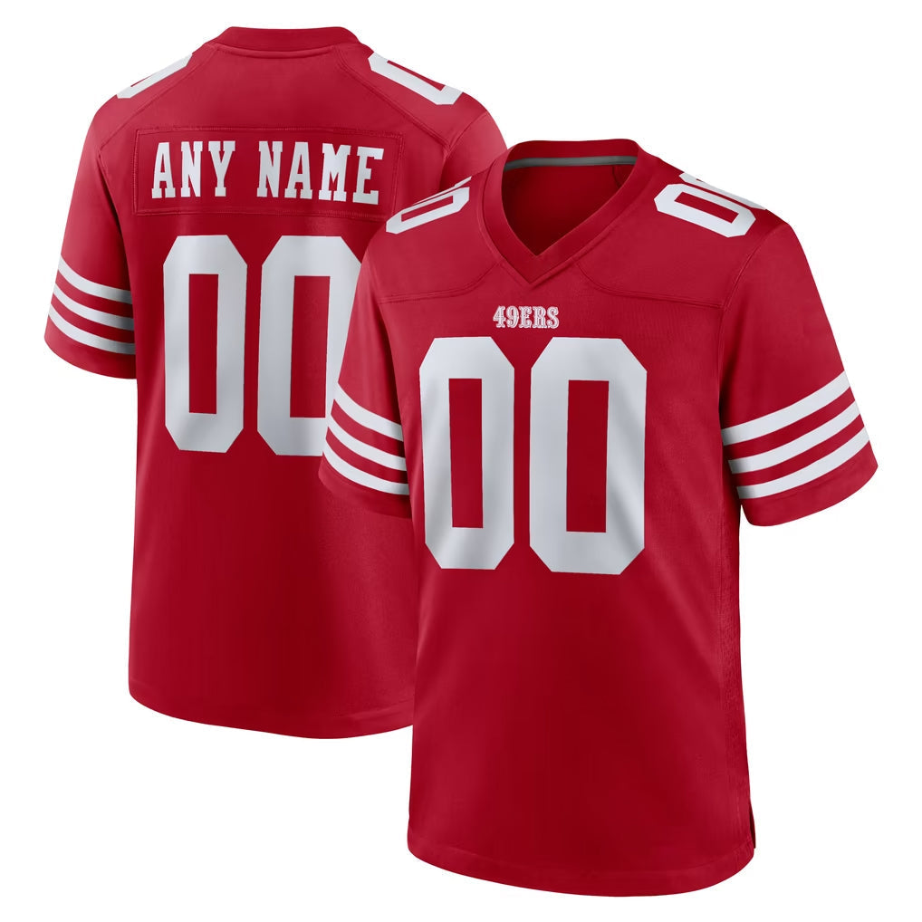 Tuec Custom SF.49ers Red Game Home Any Name & Numbers Stitched Jerseys