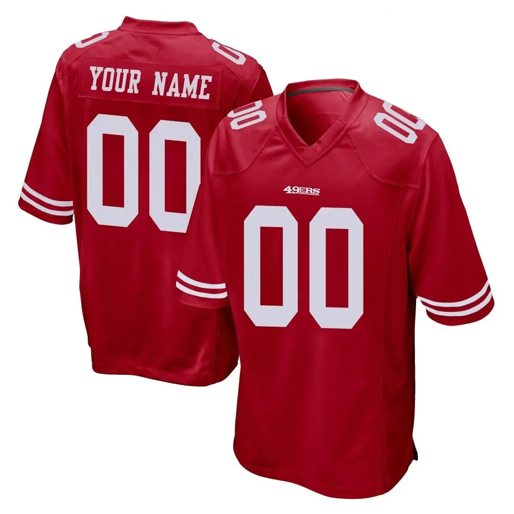 Tuec Custom SF.49ers Red Home Game Any Name & Numbers Stitched Jerseys