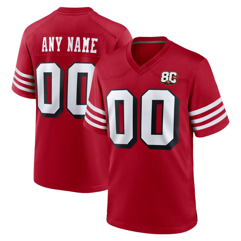 Tuec Custom SF.49ers Red Limited Alternate 80th Vapor Home Game Any Name & Numbers Stitched Jerseys