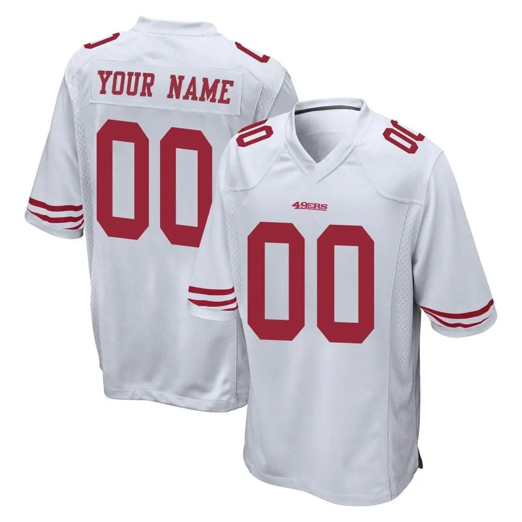 Tuec Custom SF.49ers White Home Game Any Name & Numbers Stitched Jerseys