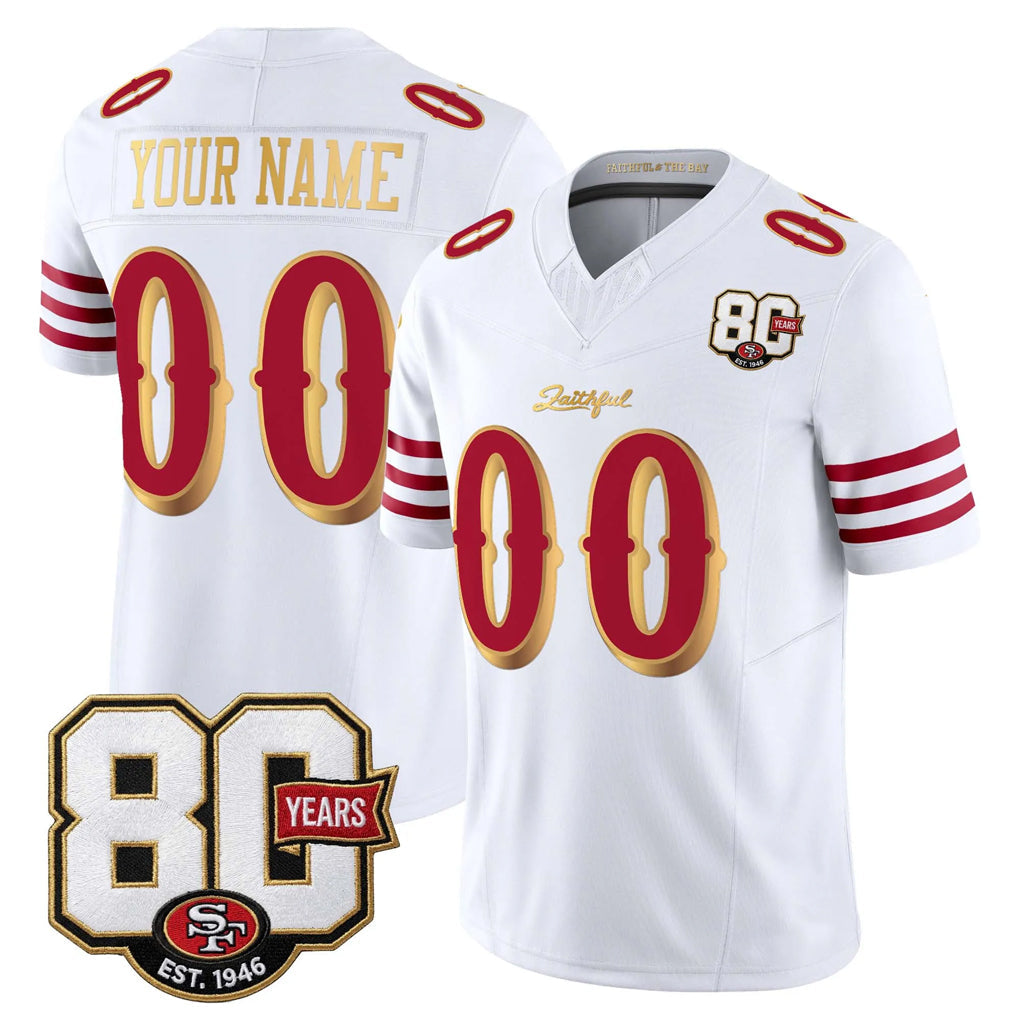 Tuec Custom SF.49ers White Limited 80th Rivalries Collection Home Game Any Name & Numbers Stitched Jerseys