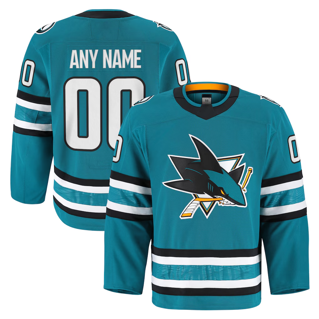 Tuec Custom S.Jose Sharks Teal Home Authentic Pro Jerseys