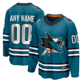 Tuec Custom S.Jose Sharks Teal Home Breakaway Jerseys