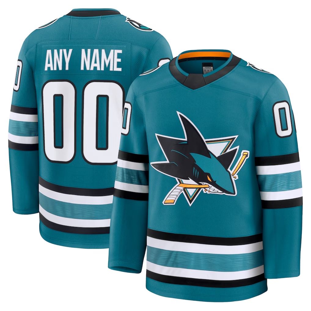 Tuec Custom S.Jose Sharks Teal Home Premium Jerseys