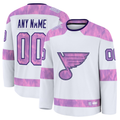 Tuec Custom St.L.Blues White 2024 Hockey Fights Cancer Practice Jerseys