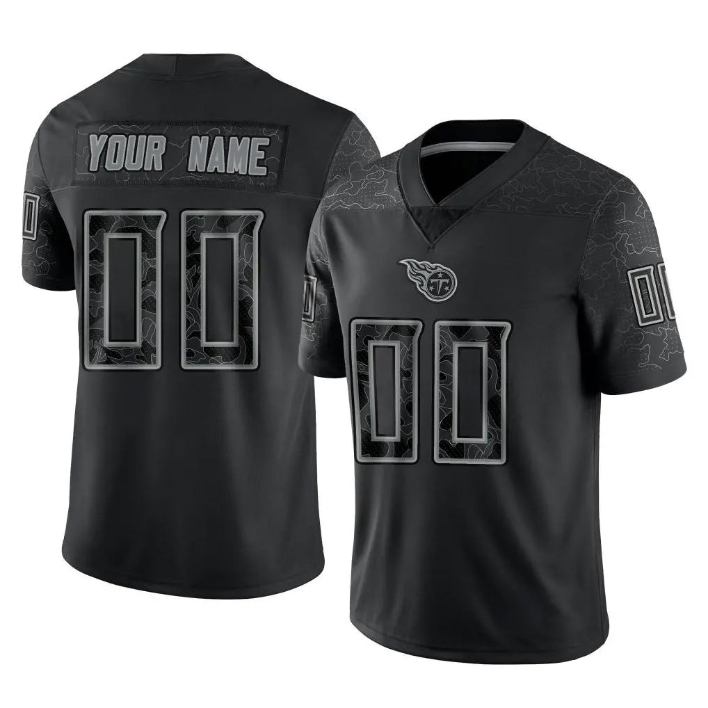 Tuec Custom T.Titans Black Limited Reflective Home Game Any Name & Numbers Stitched Jerseys