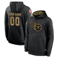 Tuec Custom T.Titans Black Salute to Service Sideline Performance Pullover Hoodies Home Game Any Name & Numbers Stitched Jerseys