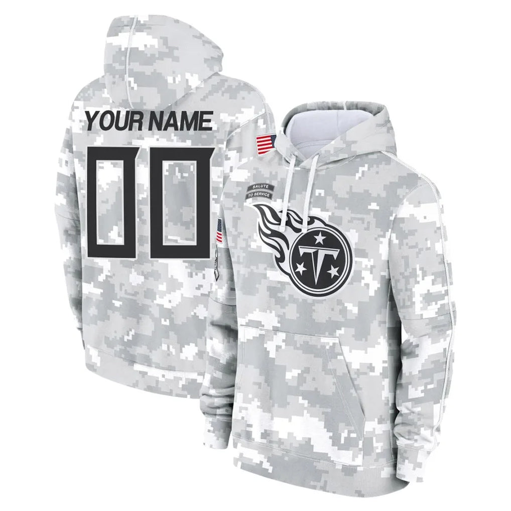 Tuec Custom T.Titans Camo Arctic Salute to Service Pullover Hoodies Home Game Any Name & Numbers Stitched Jerseys