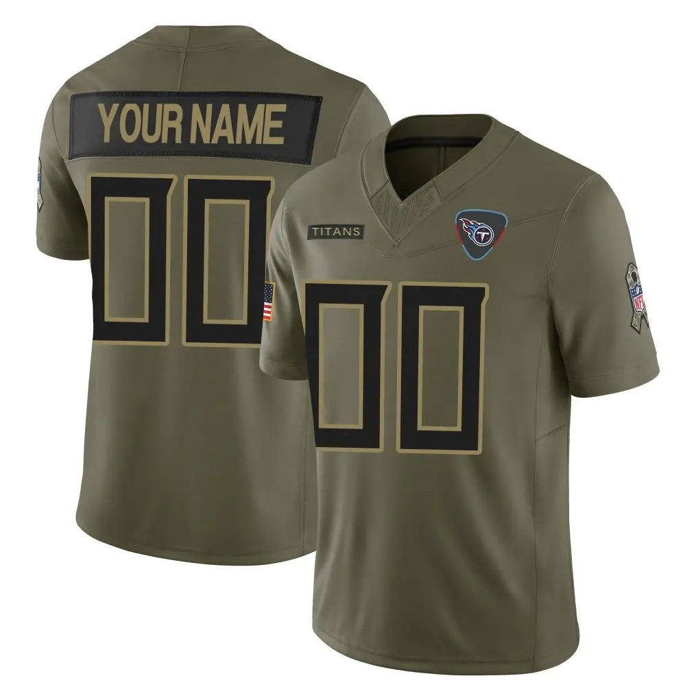 Tuec Custom T.Titans Olive Limited 2025 Salute to Service Home Game Any Name & Numbers Stitched Jerseys