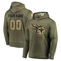 Tuec Custom T.Titans Olive Salute to Service Pullover Hoodies Home Game Any Name & Numbers Stitched Jerseys