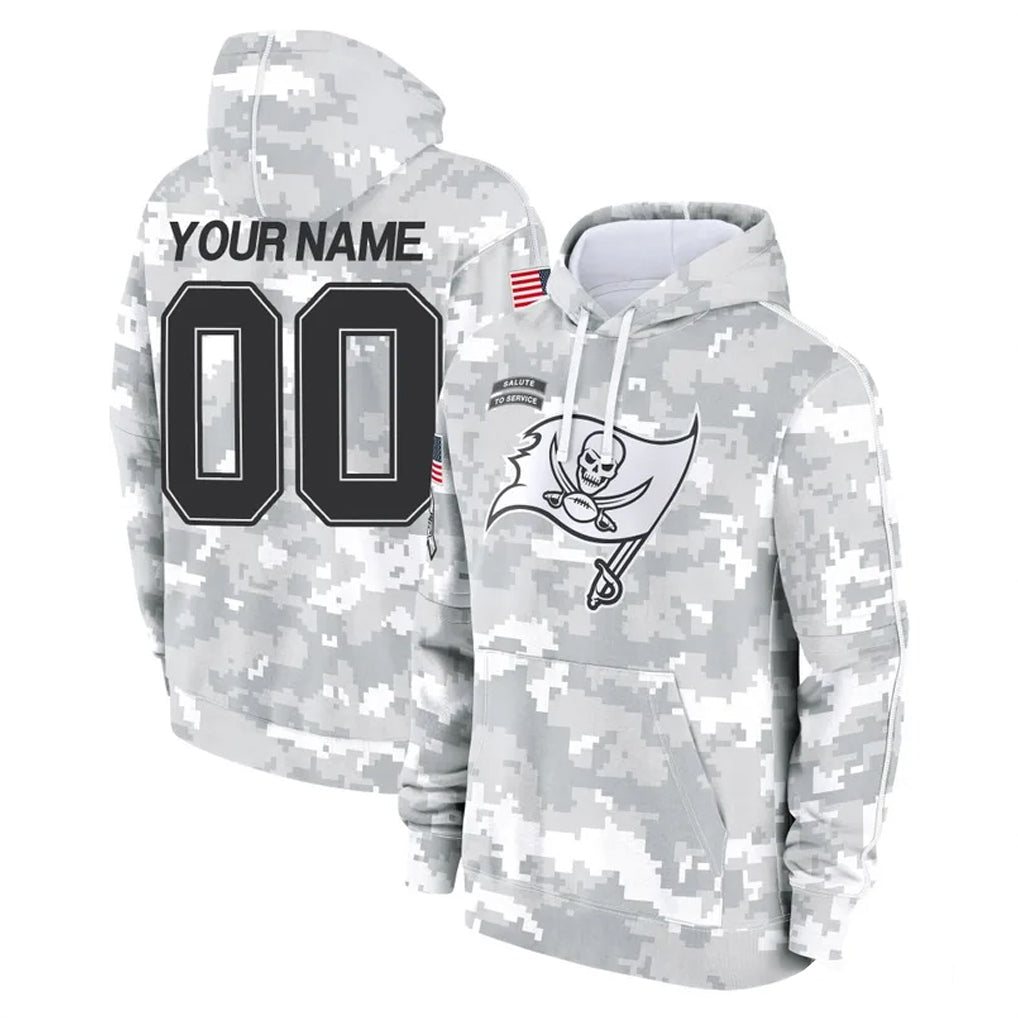 Tuec Custom TB.Buccaneers Arctic Camo Limited Salute to Service Pullover Hoodies Game Any Name & Numbers Stitched Jerseys