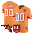 Tuec Custom TB.Buccaneers Orange 50th Season Vapor Limited Home Game Any Name & Numbers Stitched Jerseys