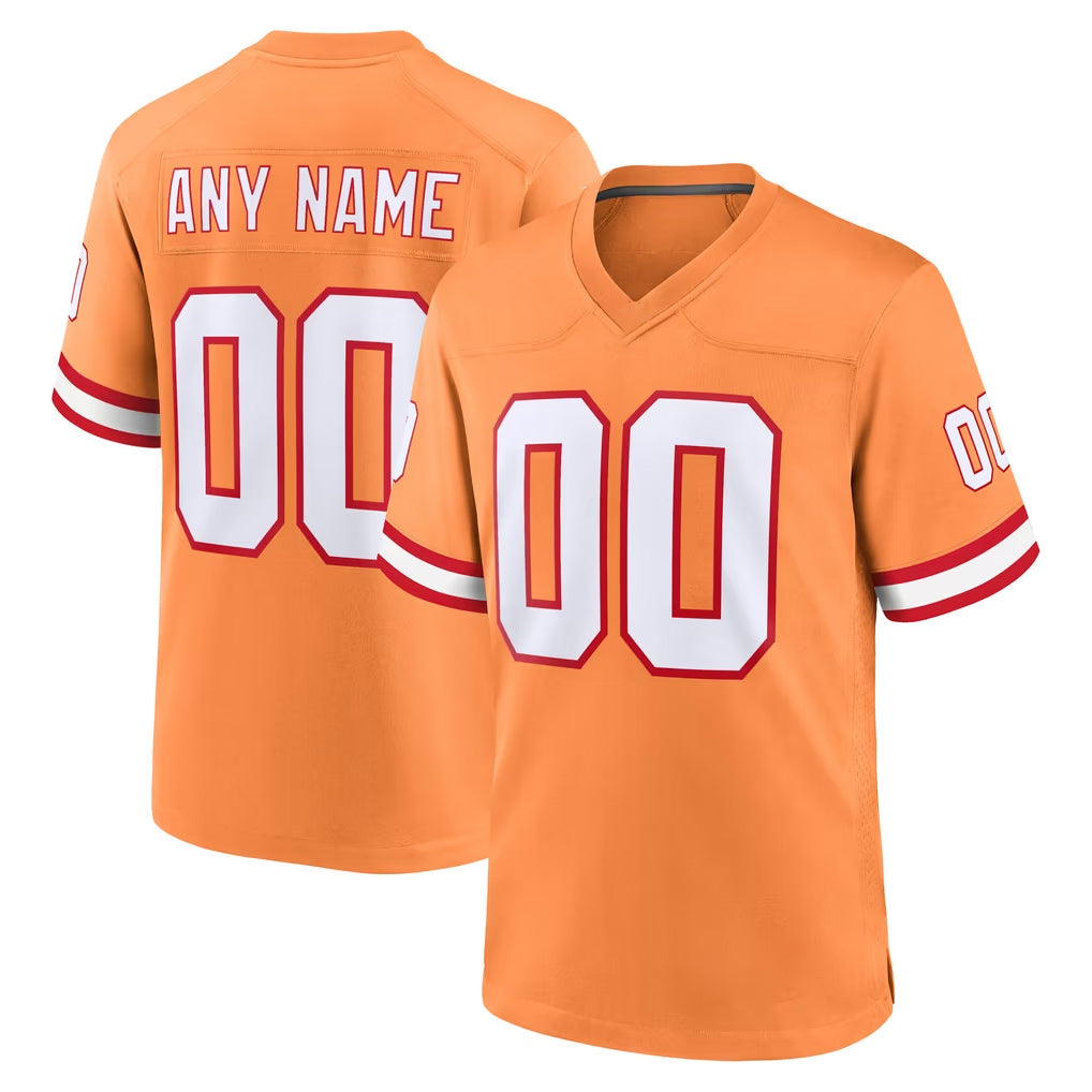 Tuec Custom TB.Buccaneers Orange Throwback Home Game Any Name & Numbers Stitched Jerseys