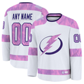 Tuec Custom TB.Lightning White 2024 Hockey Fights Cancer Practice Jerseys