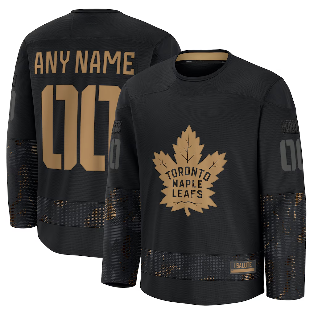 Tuec Custom T.Maple Leafs Black 2024 Military Appreciation Practice Jerseys