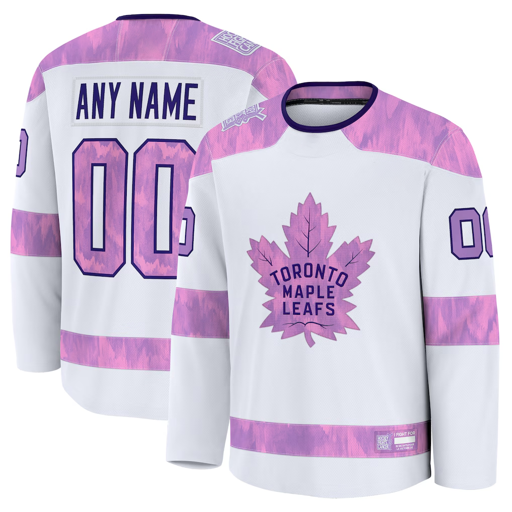 Tuec Custom T.Maple Leafs White 2024 Hockey Fights Cancer Practice Jerseys