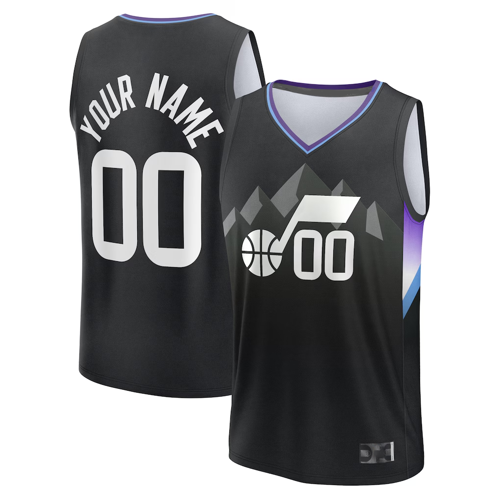 tuec Custom U.Jazz Fanatics Black Fast Break Jerseys - Statement Editio