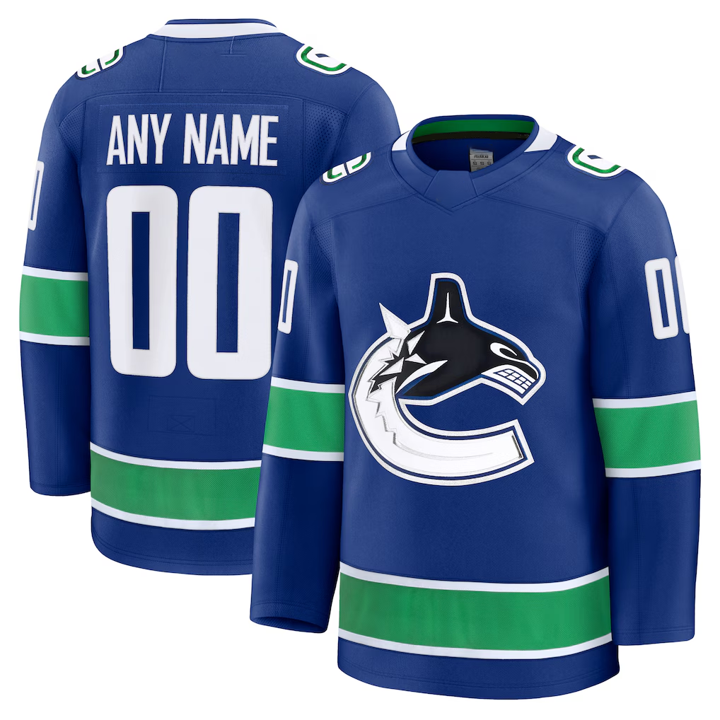 Tuec Custom V.Canucks Blue Home Premium Jerseys