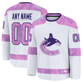 Tuec Custom V.Canucks White 2024 Hockey Fights Cancer Practice Jerseys