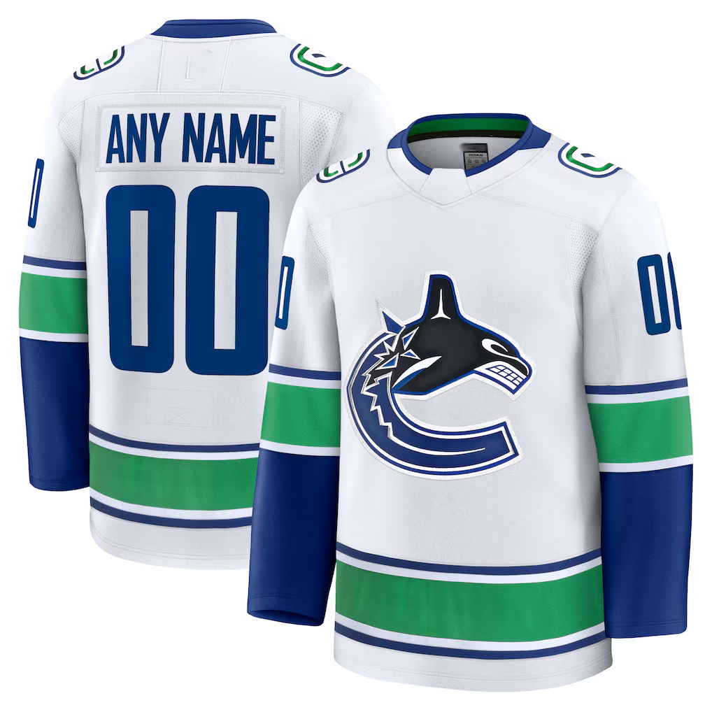 Tuec Custom V.Canucks White Away Premium Jerseys