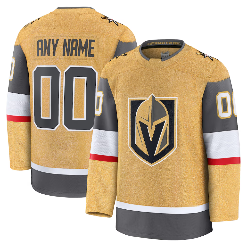 Tuec Custom V.Golden Knights Gold Home Premium Jerseys