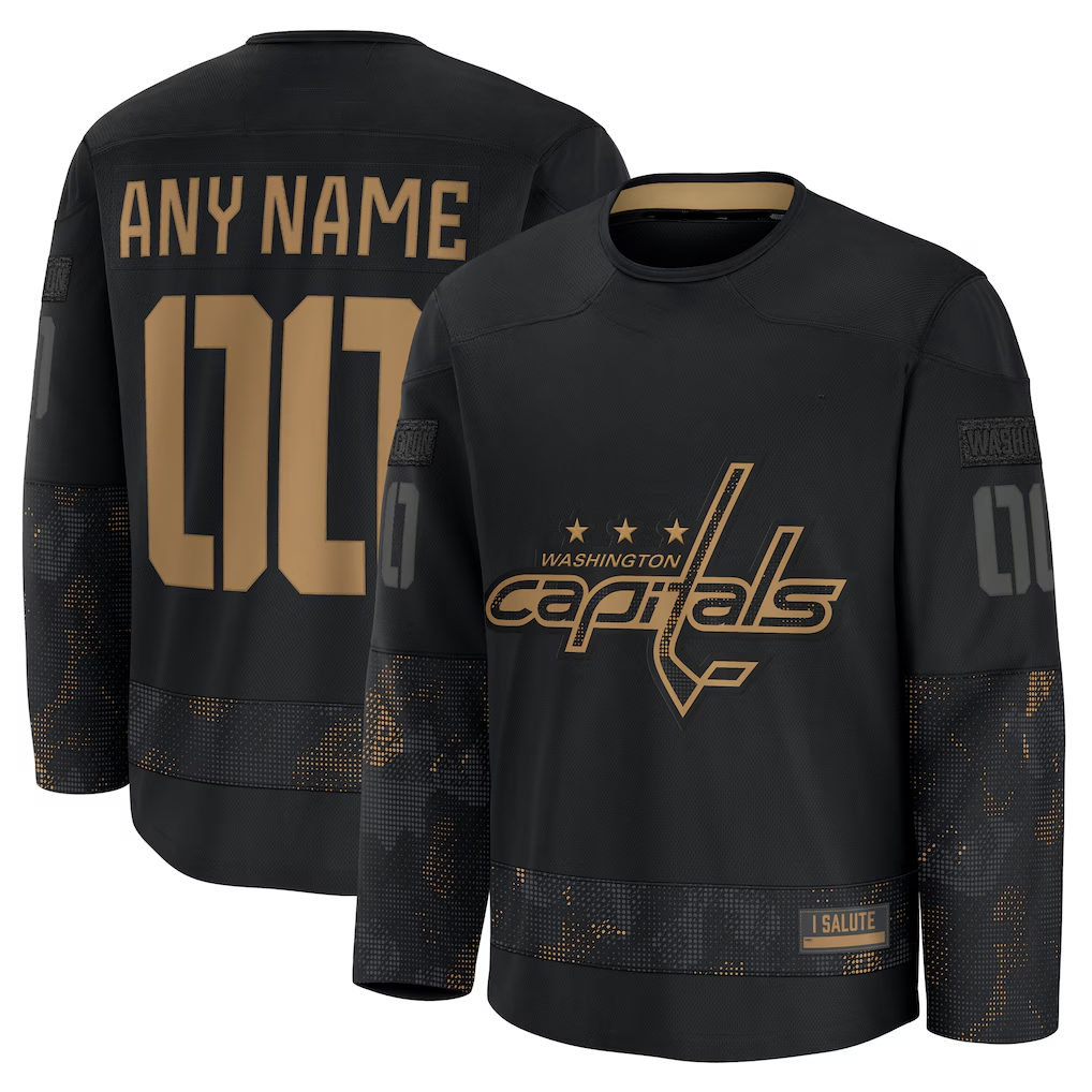Tuec Custom W.Capitals Black 2024 Military Appreciation Practice Jerseys