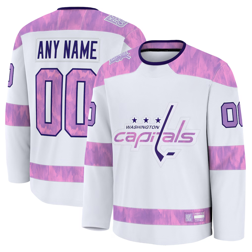 Tuec Custom W.Capitals White 2024 Hockey Fights Cancer Practice Jerseys