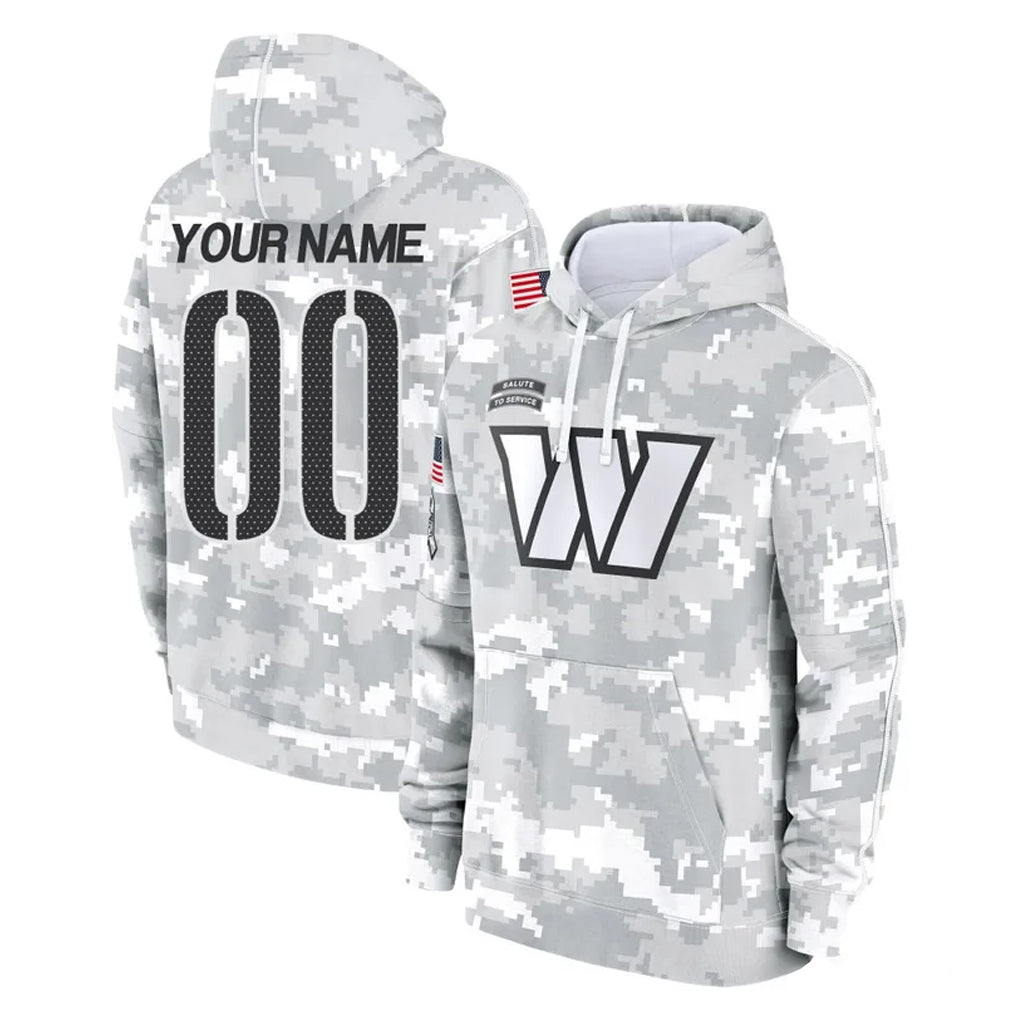 Tuec Custom W.Commanders Arctic Camo Limited Salute to Service Pullover Hoodies Game Any Name & Numbers Stitched Jerseys