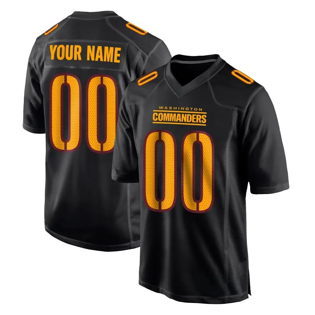 Tuec Custom W.Commanders Black Carbon Fashion Home Game Any Name & Numbers Stitched Jerseys
