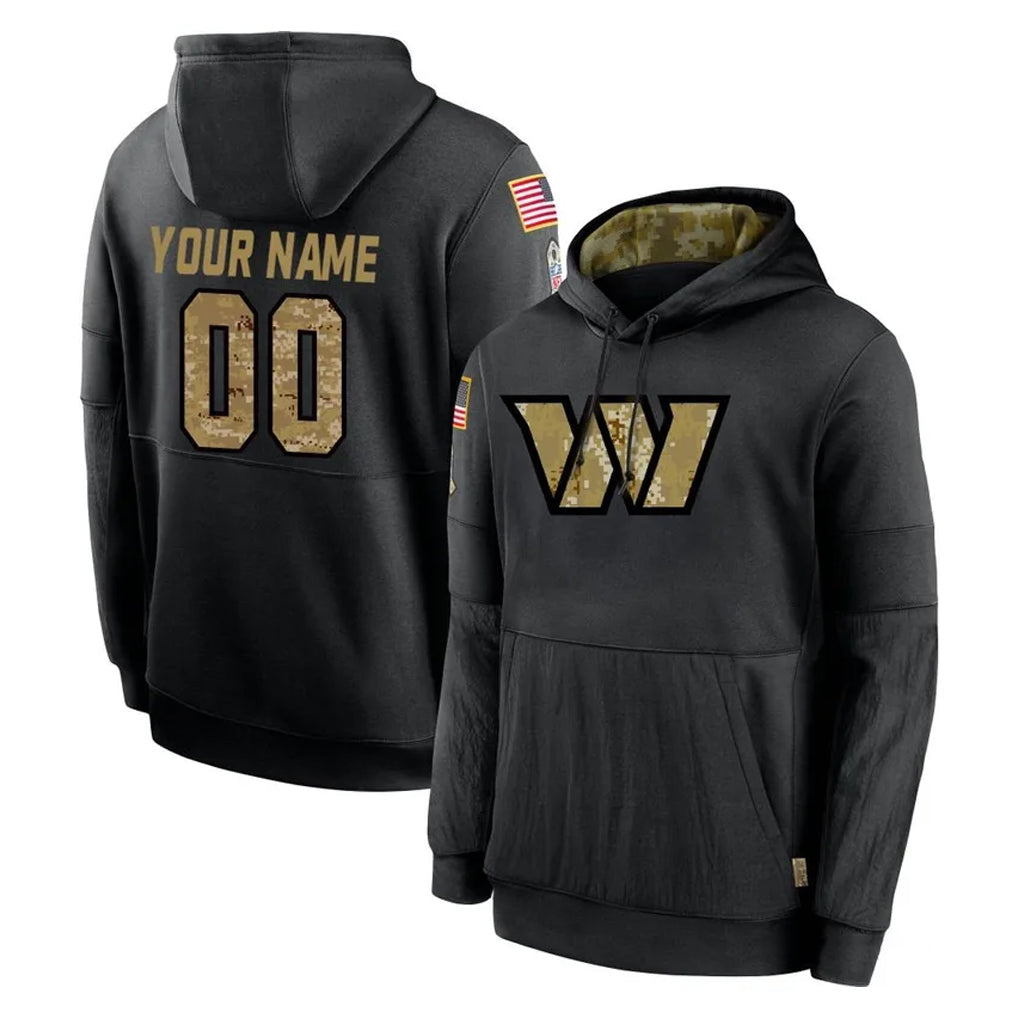Tuec Custom W.Commanders Black Salute to Service Performance Pullover Hoodies Home Game Any Name & Numbers Stitched Jerseys