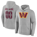 Tuec Custom W.Commanders Gray LOGO Pullover Hoodies Game Any Name & Numbers Stitched Jerseys