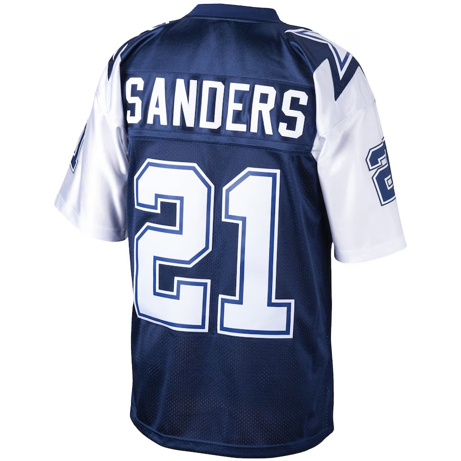 Tuec D.Cowboys #21 Deion Sanders Mitchell & Ness Navy Big & Tall 1995 Retired Player Replica Stitched Jerseys