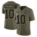 Tuec D.Lions #10 Isiah Pacheco Player Olive 2025 Salute To Service Limited Home Game Stitched Jerseys