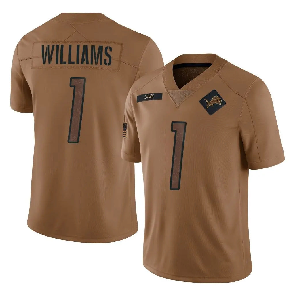 Tuec D.Lions #1 Jameson Williams Player Brown Salute To Service Limited Stitched Jerseys