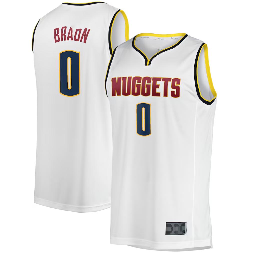 tuec D.Nuggets #0 Christian Braun  White Fast Break Player Jerseys - Association Edition
