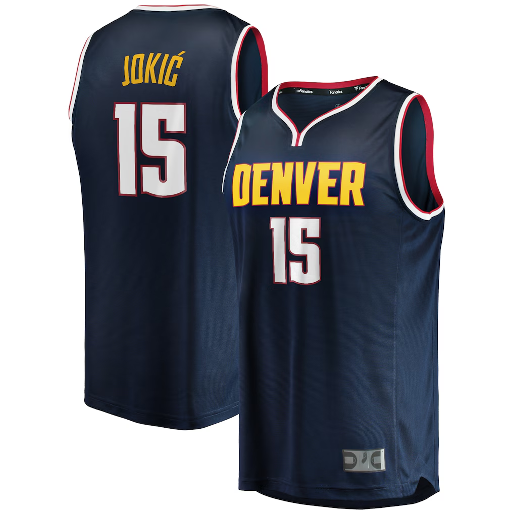 tuec D.Nuggets #15 Nikola Jokic Navy Fast Break Player Jerseys - Icon Edition