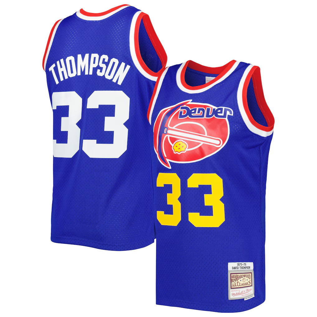 tuec D.Nuggets #33 David Thompson Mitchell & Ness Royal Hardwood Classics 1975-76 Swingman Jersey