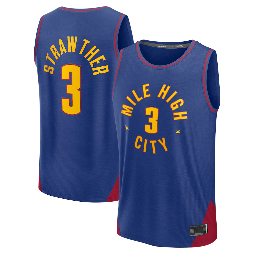 tuec D.Nuggets #3 Julian Strawther Blue Fast Break Replica Player Jerseys - Statement Edition