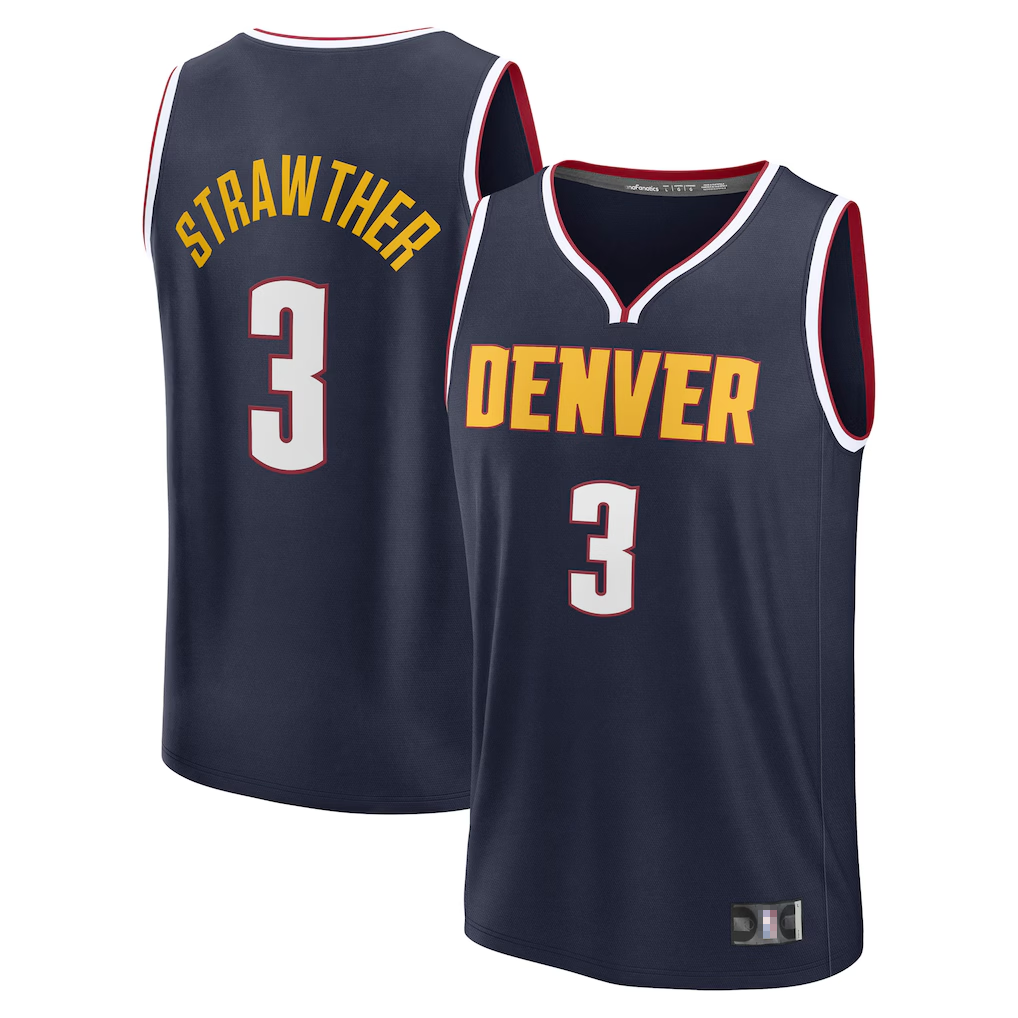 tuec D.Nuggets #3 Julian Strawther Navy Fast Break Replica Player Jerseys - Icon Edition
