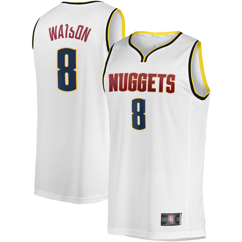 tuec D.Nuggets #8 Peyton Watson White Fast Break Player Jerseys - Association Edition