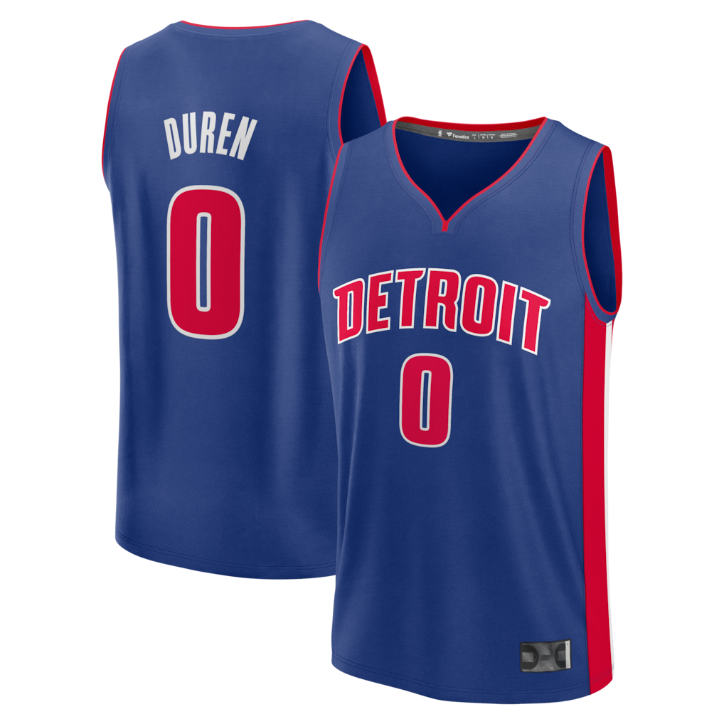 tuec D.Pistons #0 Jalen Duren  Blue Fast Break Replica Jerseys - Icon Edition