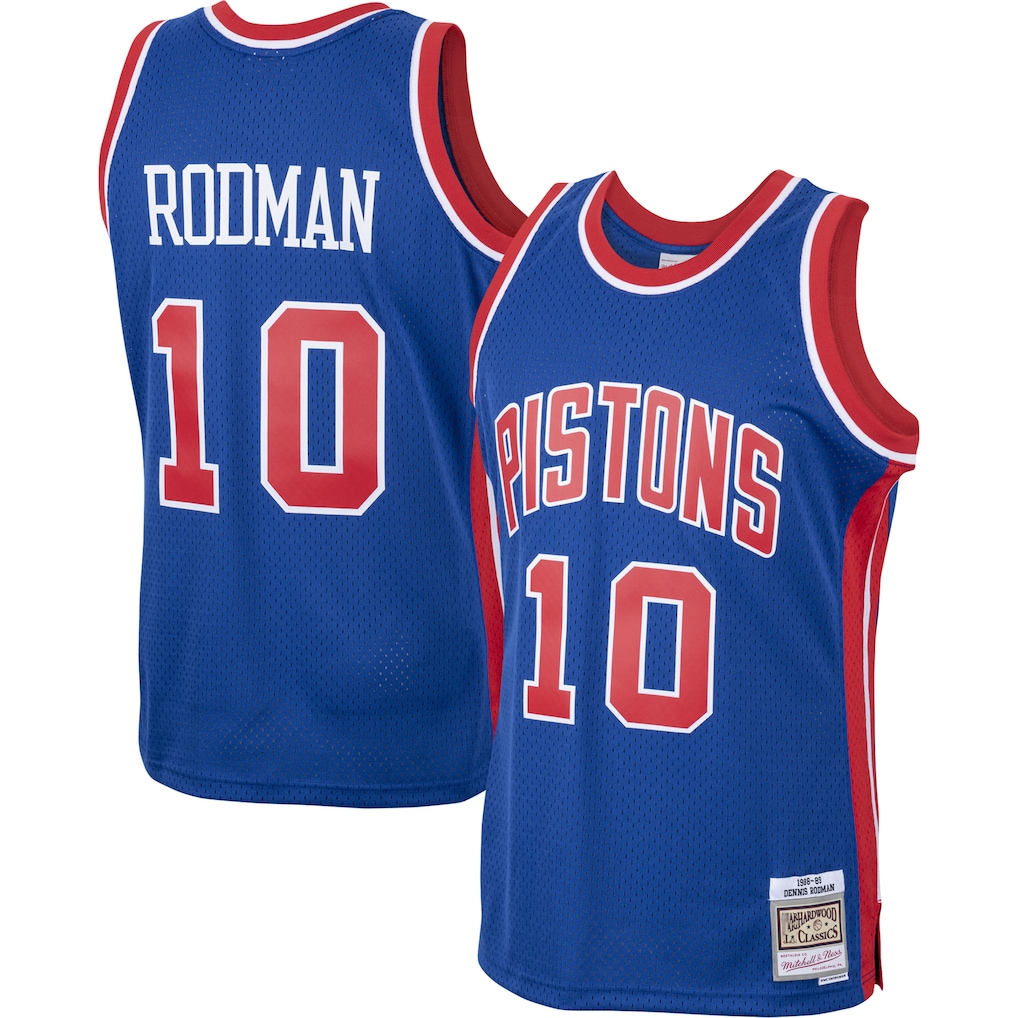 tuec D.Pistons #10 Dennis Rodman Mitchell & Ness Royal 198889 Hardwood Classics Swingman Jerseys