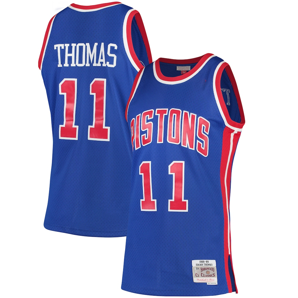 tuec D.Pistons #11 Isiah Thomas Mitchell & Ness Blue 198889 Hardwood Classics Swingman Jerseys